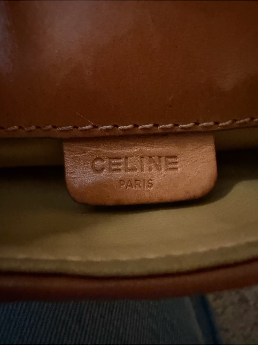 Celine Triomphe Canvas Fold-Over Clutch in Beige and Brown Trim - Picture 7 of 14